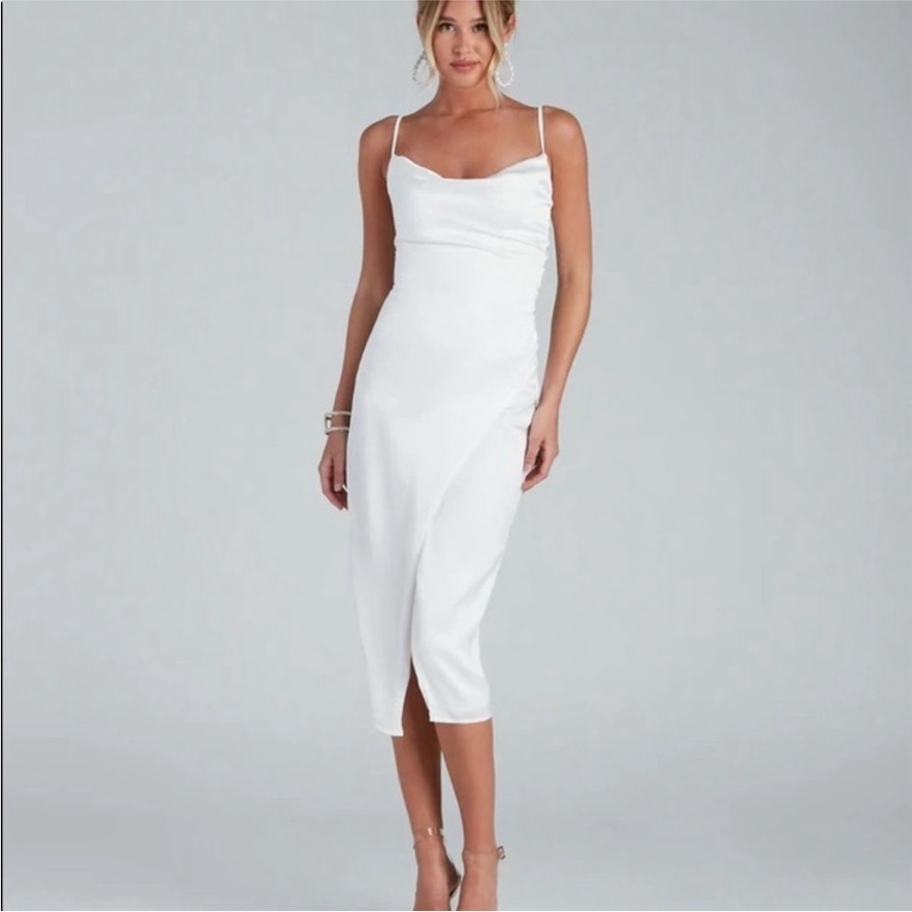 Callie Sleeveless Satin Midi Dress